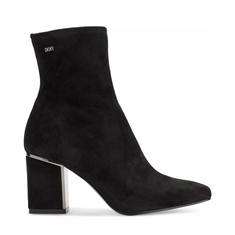DKNY Womens 7.5 M Black Cavale Block Heel Ankle Booties DISPLAY ZN6